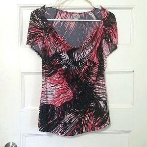 Worthington Crowl Neck, Cap Sleeve L Top Coral